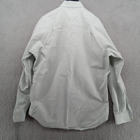 David Donahue Shirt Mens 17 White Grid Micro Check Button‎ Up Office Workwear - Picture 7 of 8